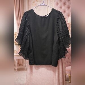 Jealous Tomato Size Large Black Blouse with Layered Sleeves